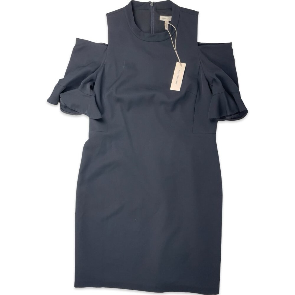 Rebecca Taylor NWT Black Cold-Shoulder Ruffle Dress Size 12 | Cocktail LBD